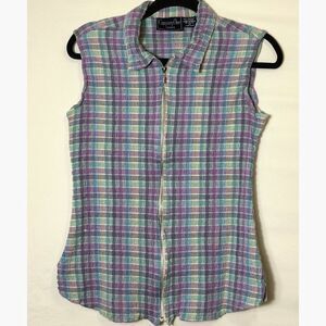 Company One Women's Vintage Sleeveless Full-Zip Sleeveless Shirt Plus Size 1X